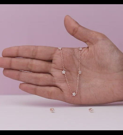 Rose Gold Star Constellation Necklace & Earrings Set